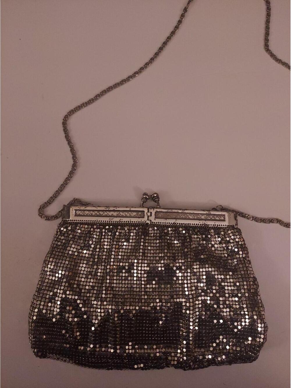 Whiting and Davis International Silver Tone Metal Mesh Purse 8" X 6"